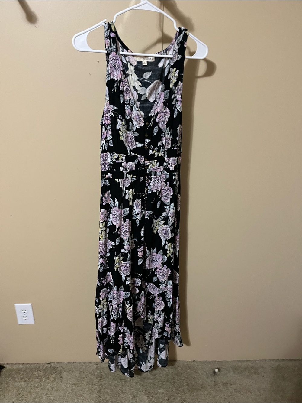 Rewind Black Maxi Dress with Lilac Floral Print